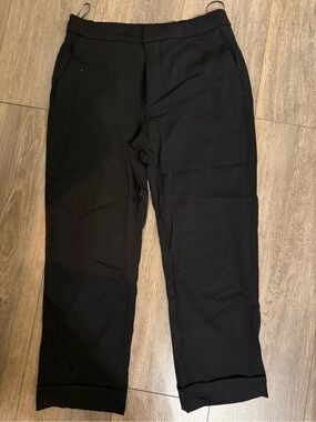 Zara Women Black Cropped Tapered Dress Pants